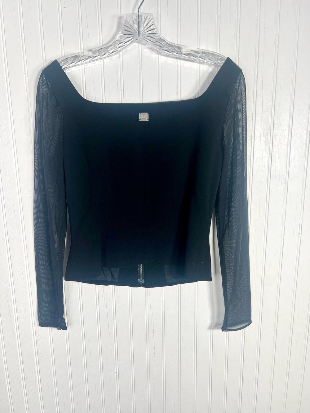 Escada Sheer Sleeve Zip Up Top - Picture 4 of 7
